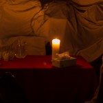 Candle lit prayer area
